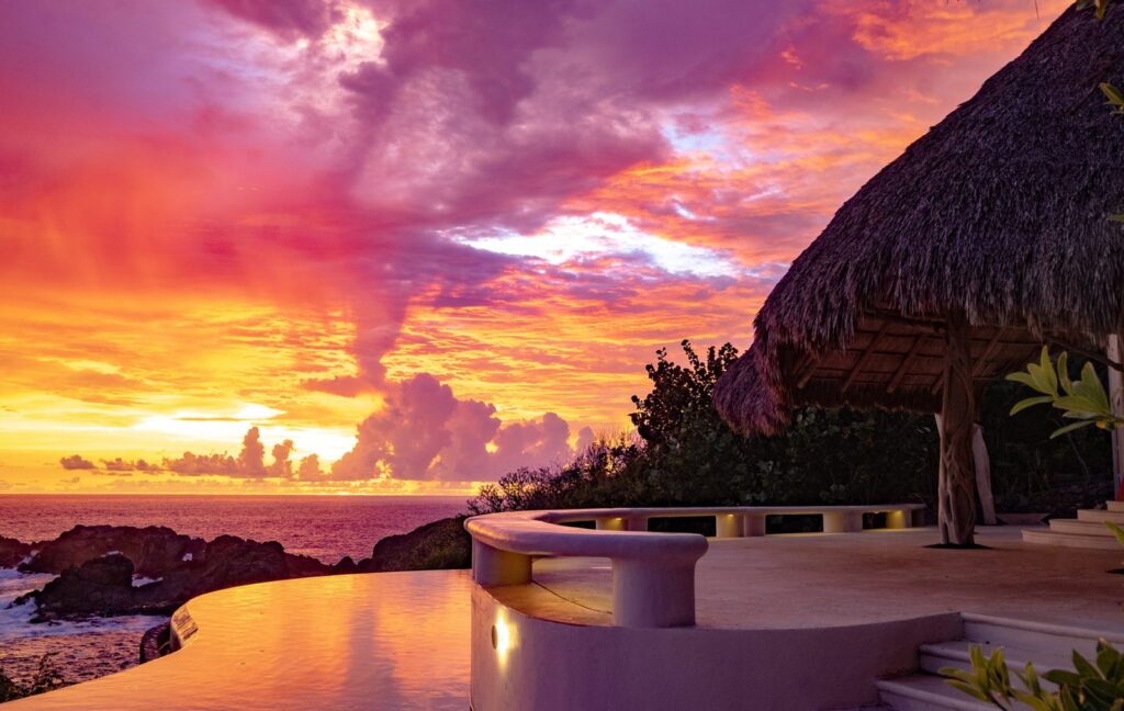 Sunset over Chamela Bay from Casa Papelillo