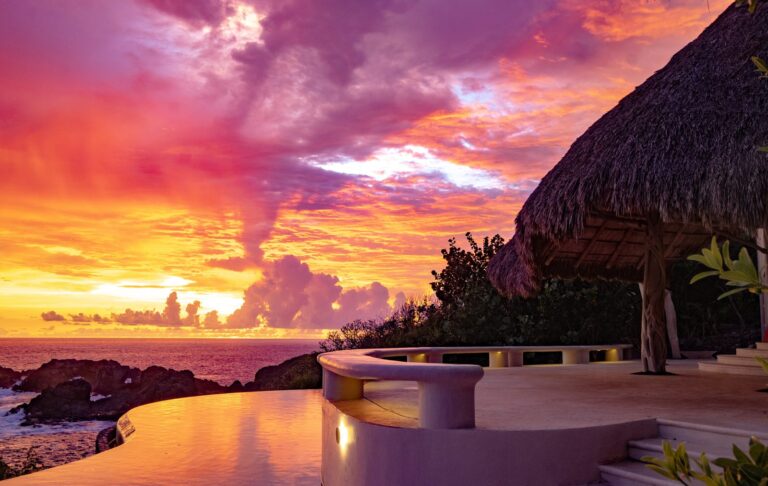 Sunset over Chamela Bay from Casa Papelillo