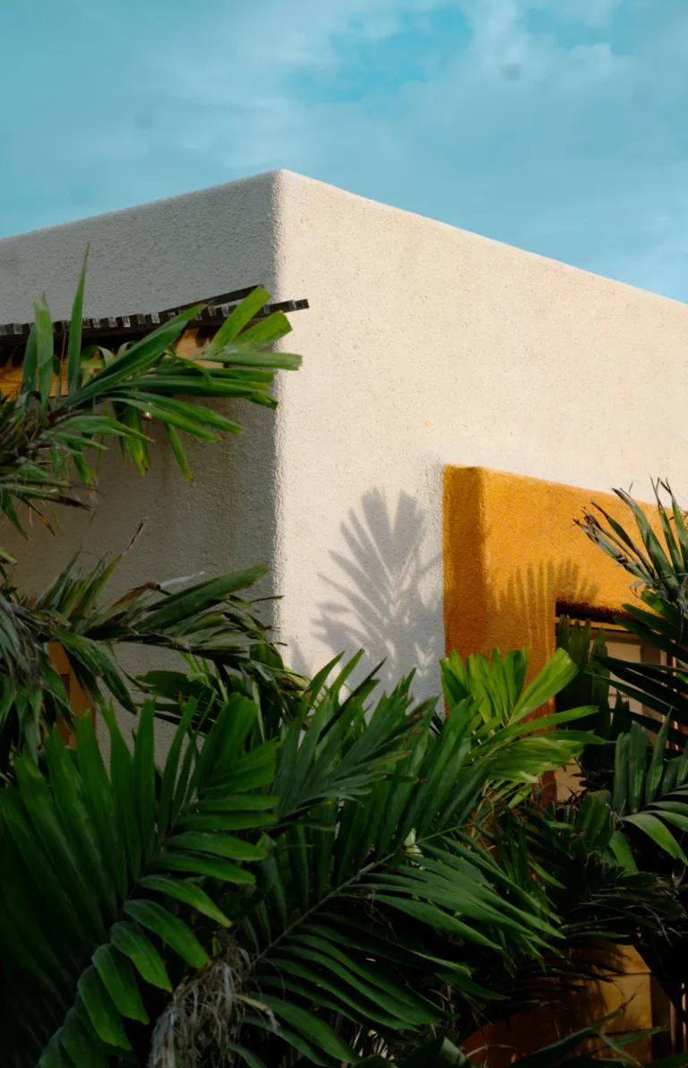 Terracotta terrace wall at a private oceanfront villa near Careyes — Casa Papelillo